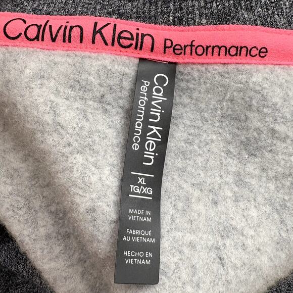 Calvin Klein Size XL Crop Sweatshirt Spellout V-Neck Gray Athleisure Activewear - Picture 7 of 13